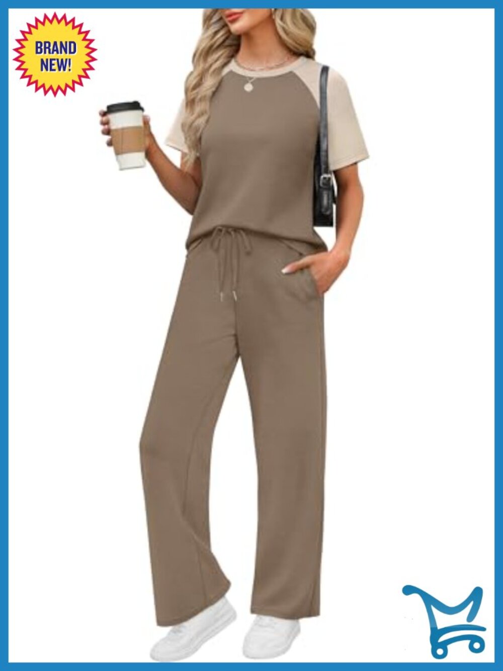 2 Piece Lounge Set Travel Outfit Short Sleeve Relaxed Fit